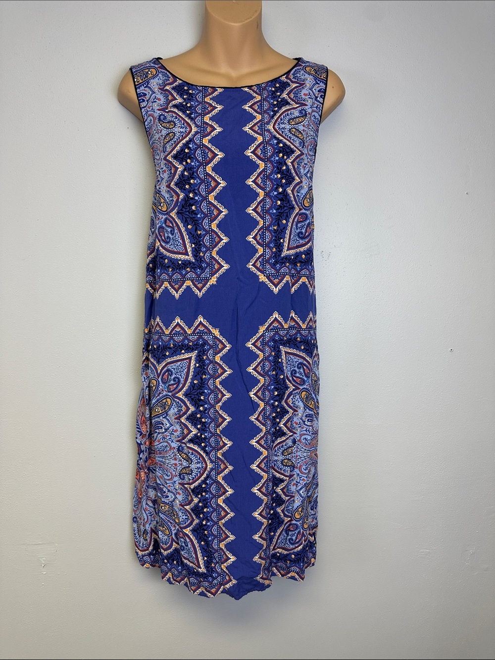 J. Jill Blue Printed Sleeveless Shift Dress